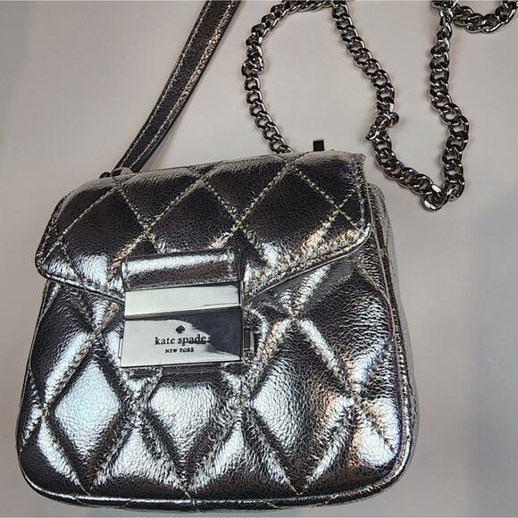 Kate Spade New Silver Crossbody Bag Lunar Light  Micro Purse Concerts Bag - Picture 2 of 13